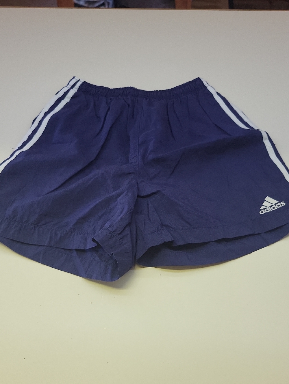 adidas Dark Blue Athletic Shorts with White Stripes